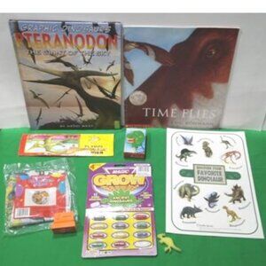 DINOSAURS!! 8 Dinosaur Kids Activities Books Globe Stamps Stickers Magic Grow